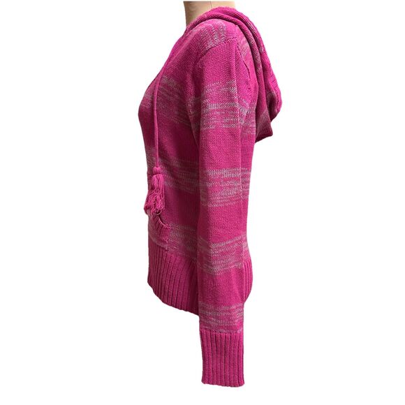 VTG Ocean Pacific OP Stripe L/Sleeve Pink Gray Hoodie Sz L(Girl) Y2K Beach Vibes - Picture 6 of 9